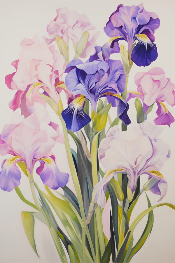 Painting of flowers on a white background Painting of flowers on a white background