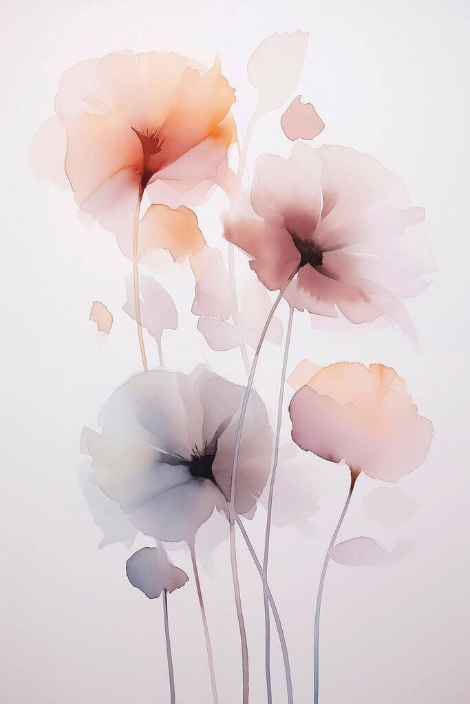 Painting of flowers on a white background