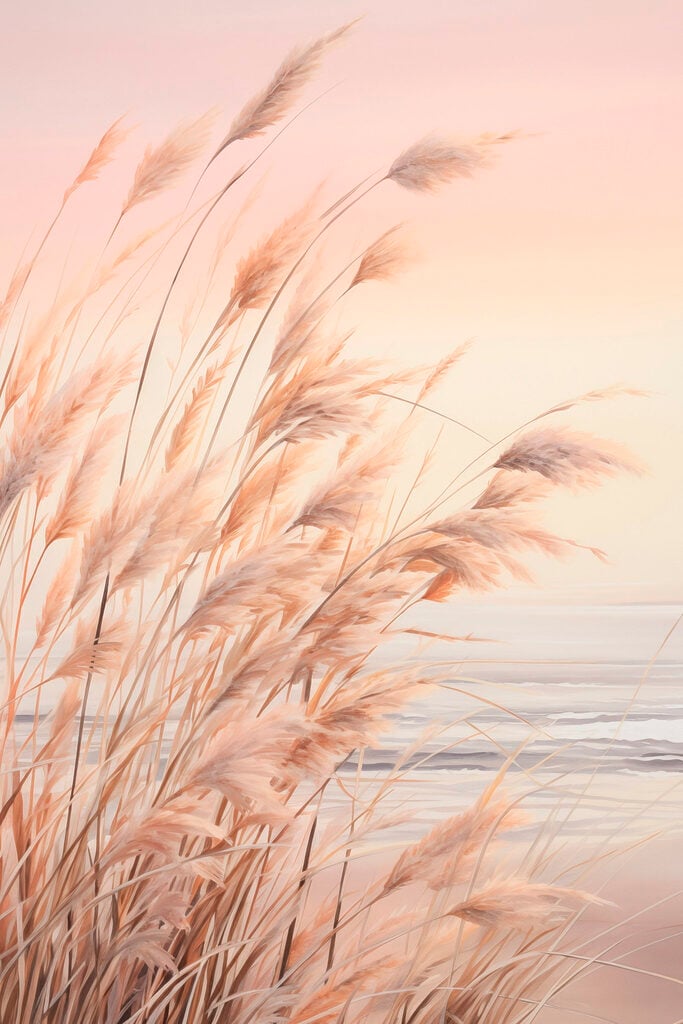 Soft grasses by tranquil waterside