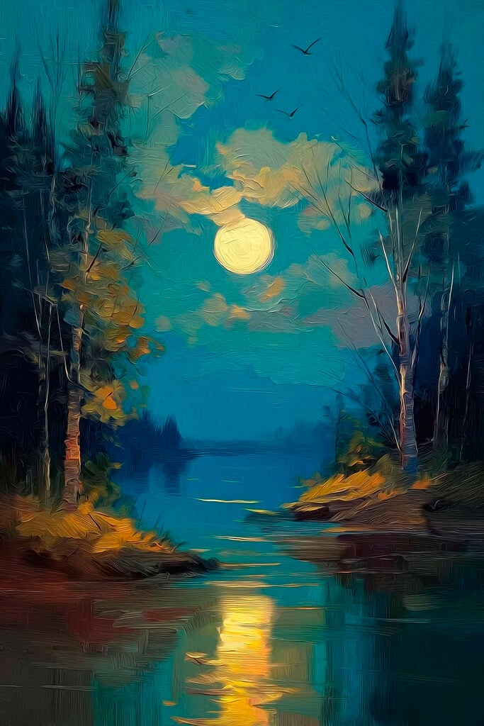Moon over a river