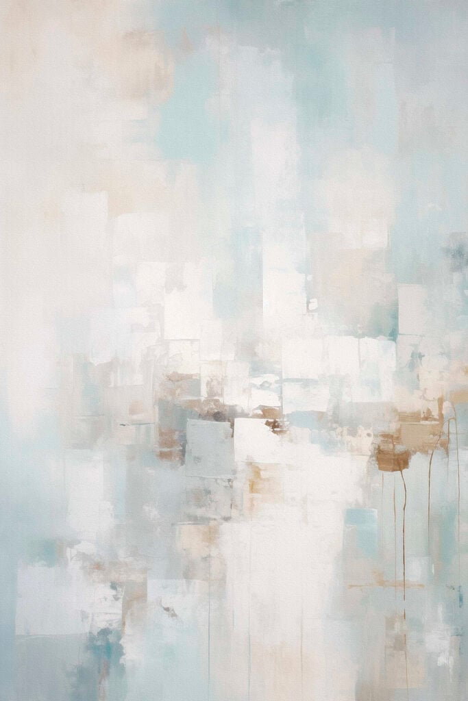 Painting of a white and blue background