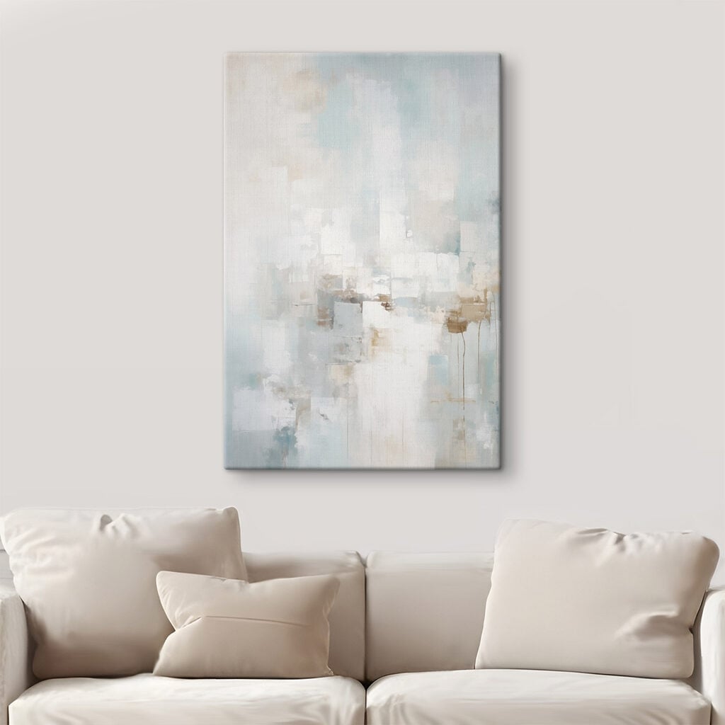 Painting of a white and blue background