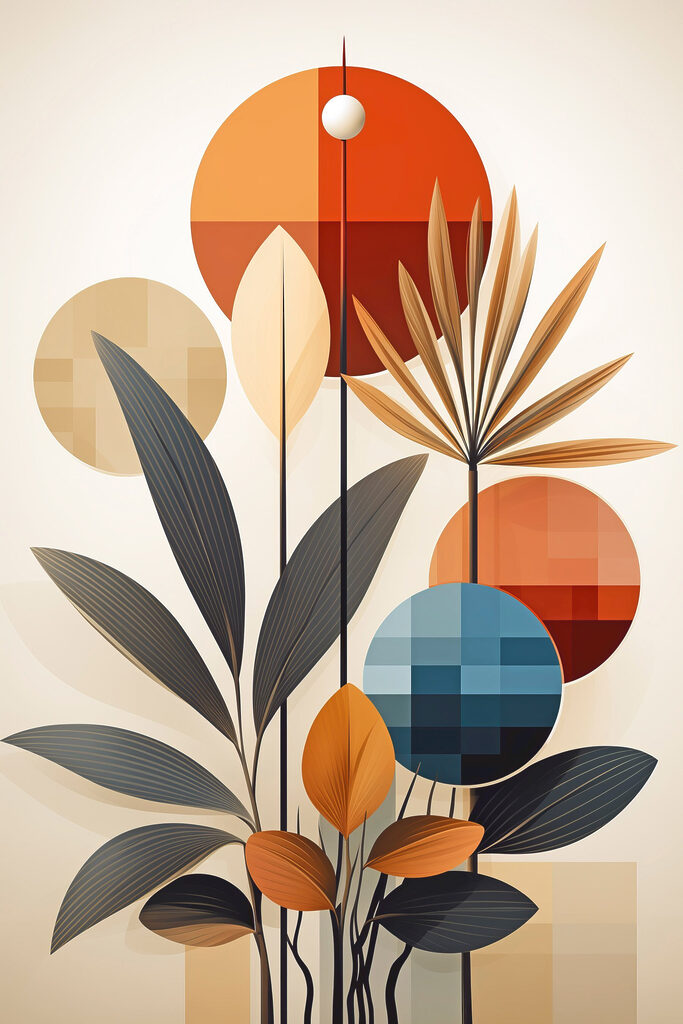 Plant with leaves and circles