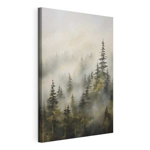 Foggy forest with trees