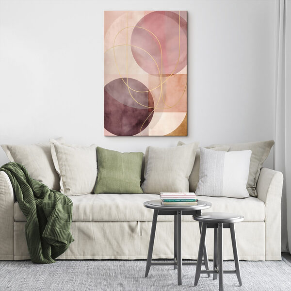 - Soft curves in muted tones