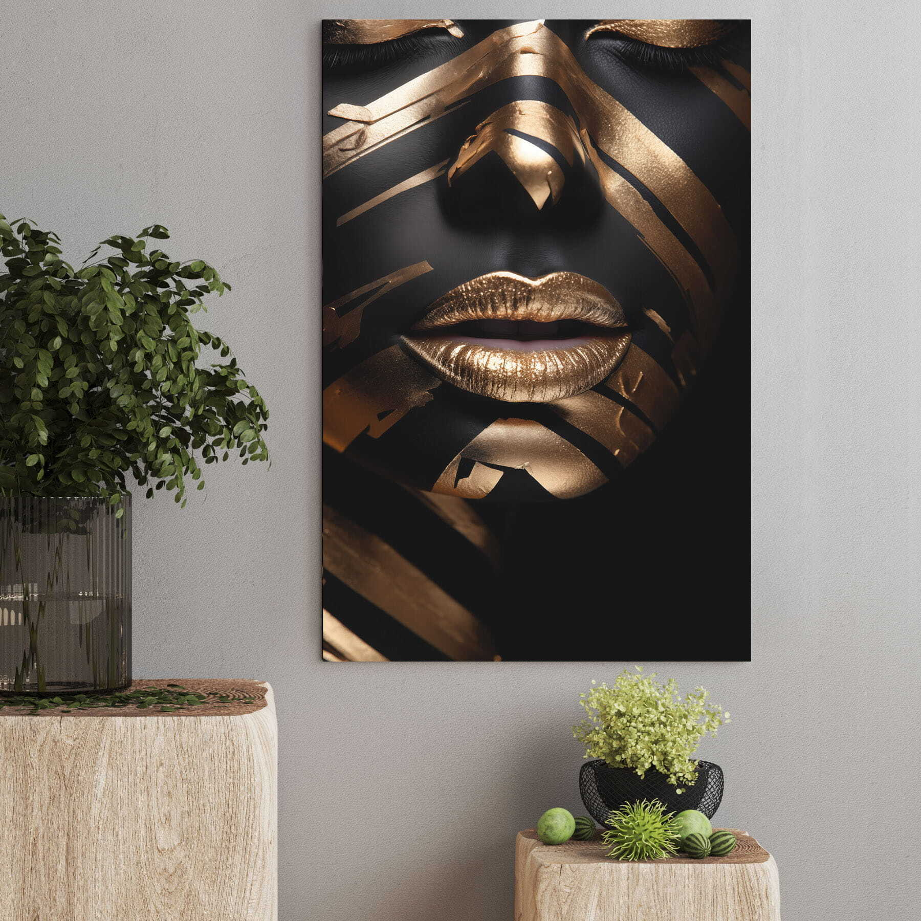 - Striking face art and bold lines