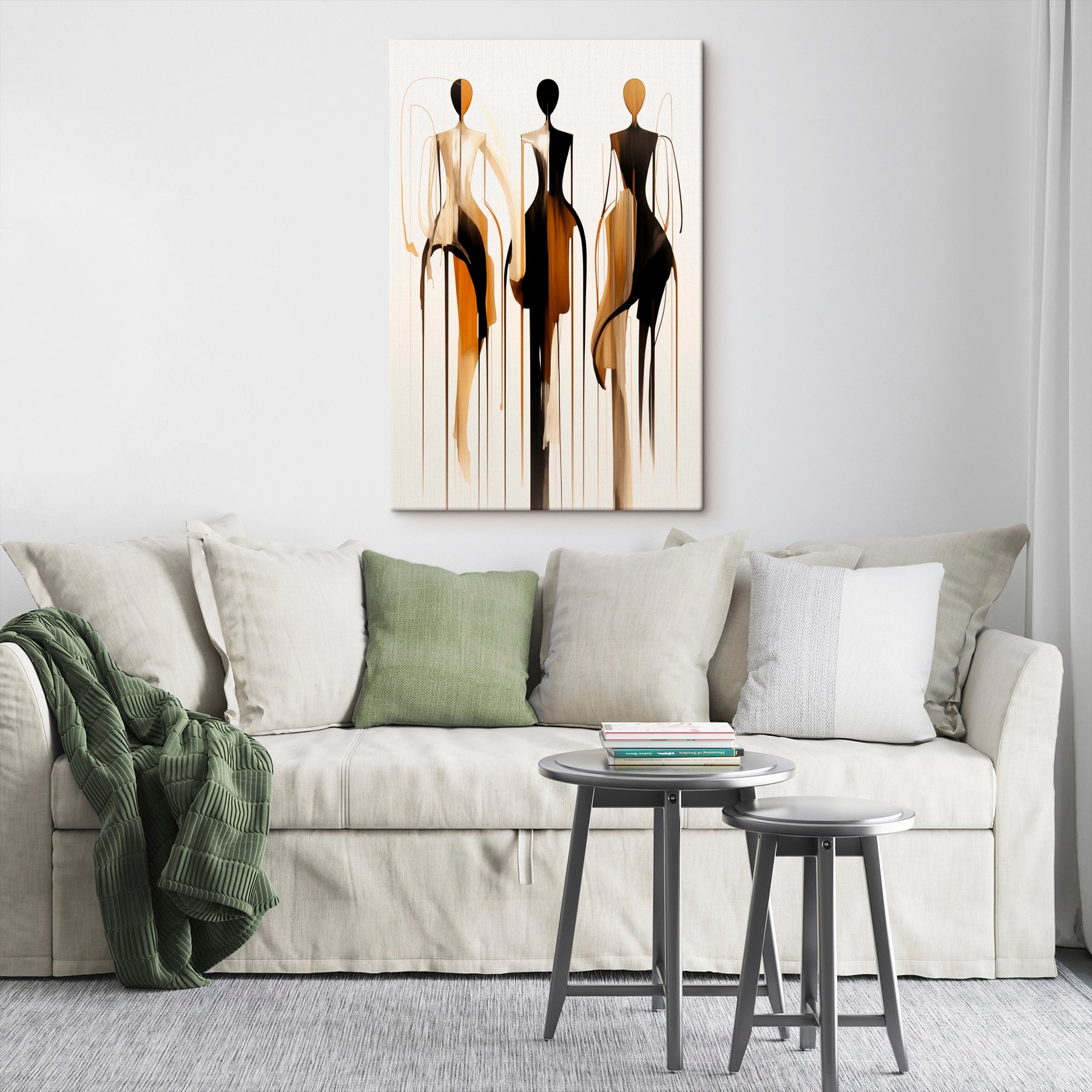 Group of mannequins with flowing paint