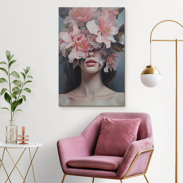 Wandbilder Frau mit Blumen im Gesicht