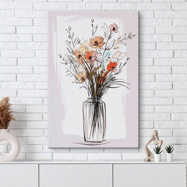 Wandbilder Zeichnung von Blumen in einer Vase