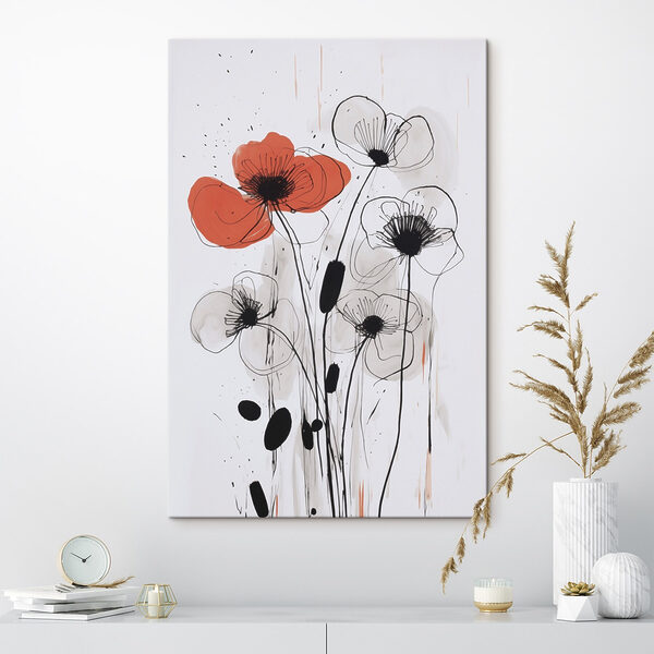 Wandbilder Blumenbild in Schwarz-Weiß-Tinte