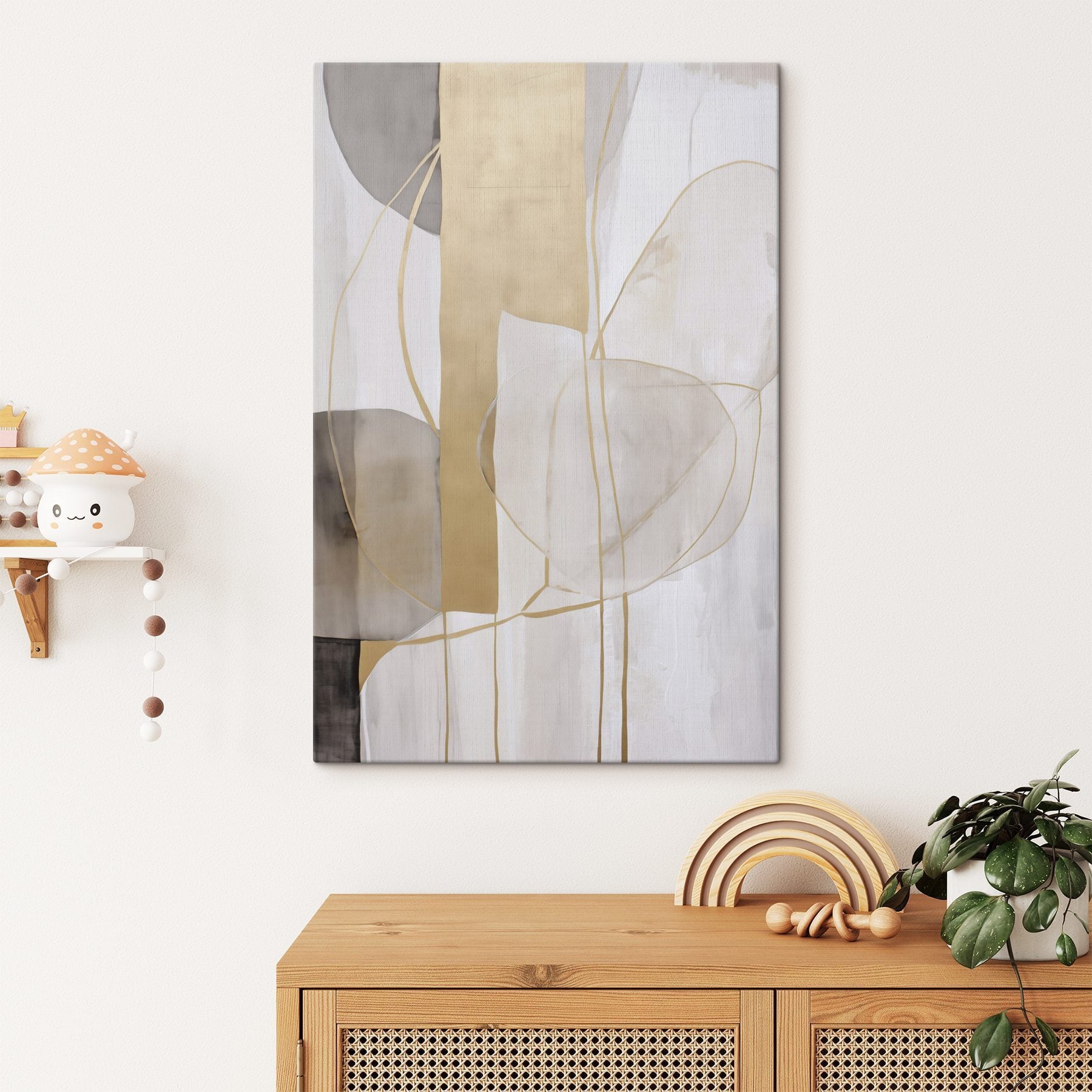 Painting of a white and grey art