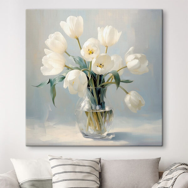 Wandbilder Vase mit weißen Blumen
