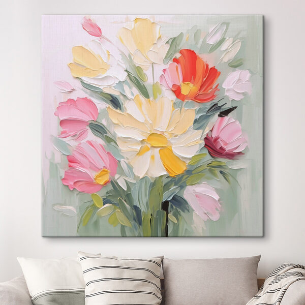 Wandbilder Blumenmalerei auf weißem Untergrund