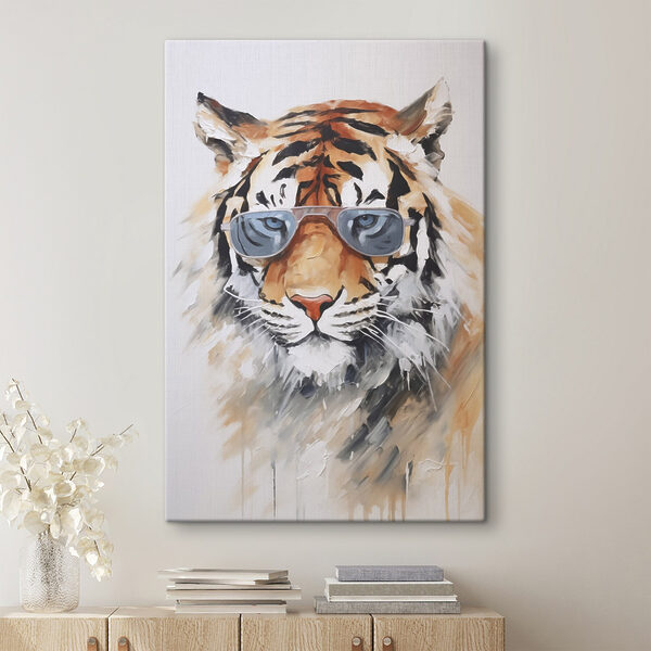 Wandbilder Gemälde eines Tigers mit Sonnenbrille