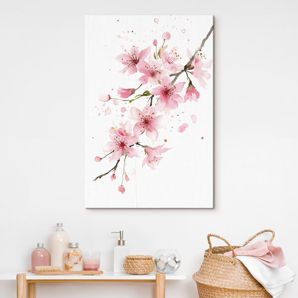 Wandbilder Aquarell mit rosa Blumen