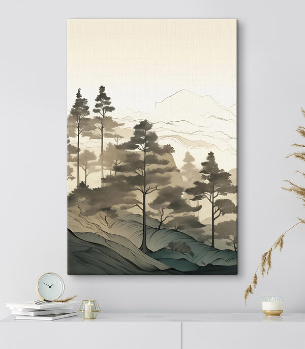Wandbilder Landschaft mit Bäumen und Bergen