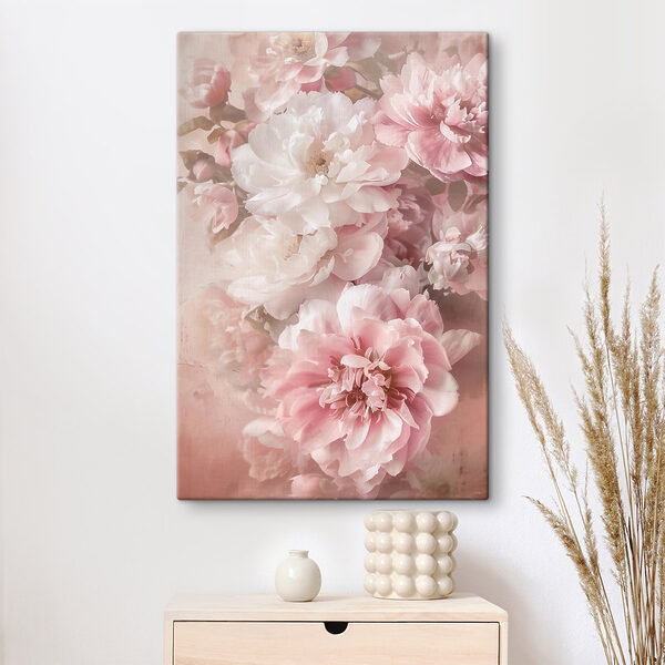 Wandbilder Gruppe aus rosa und weißen Blumen