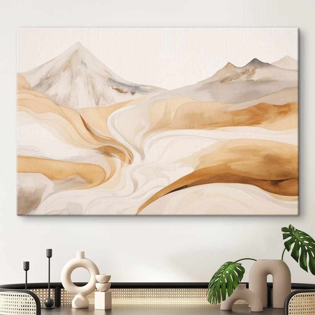 Watercolor painting of a desert landscape