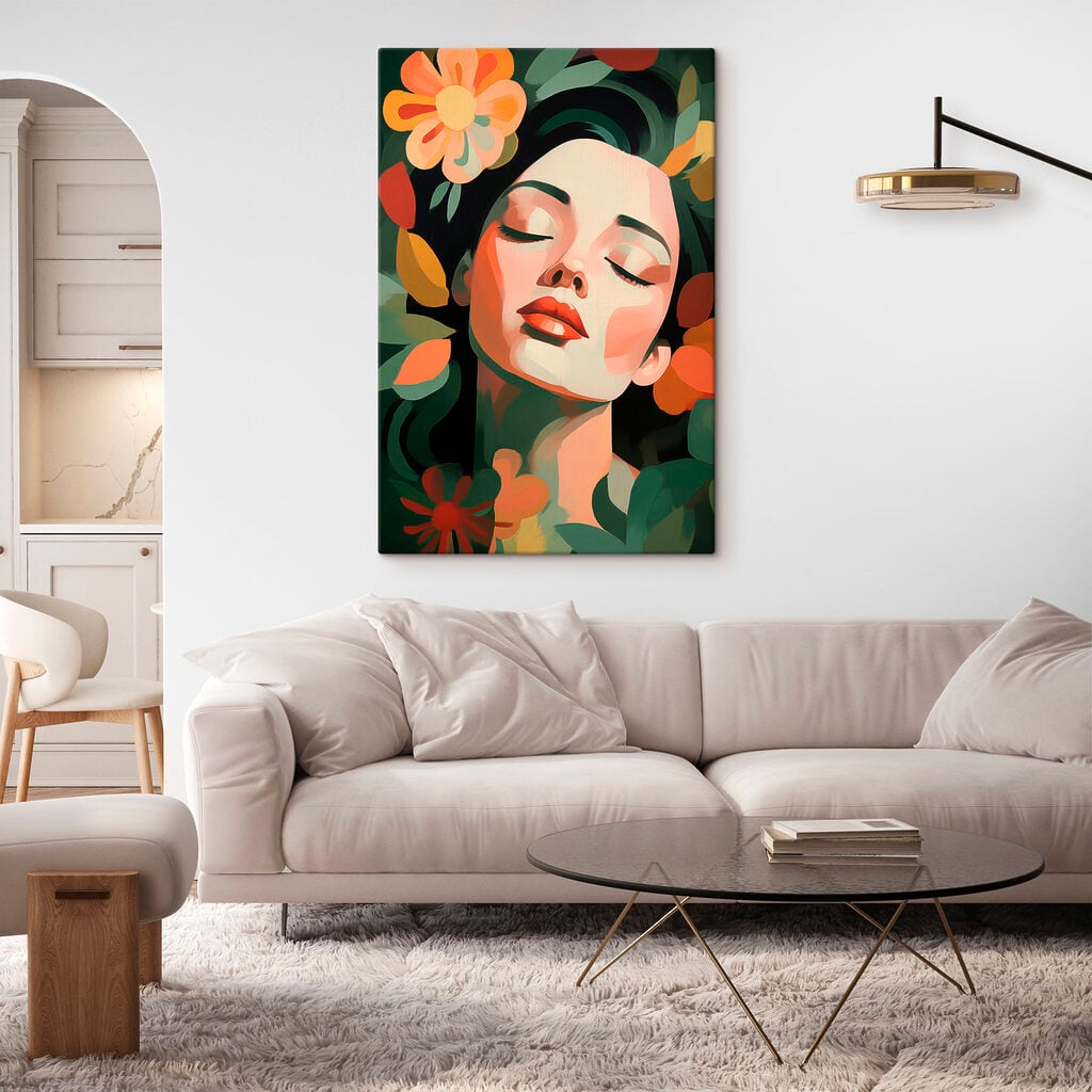 Serene beauty amidst floral colors