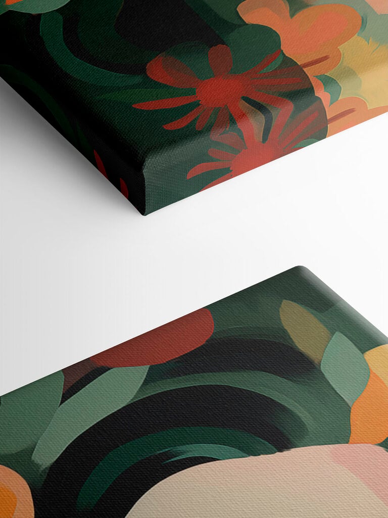 Serene beauty amidst floral colors