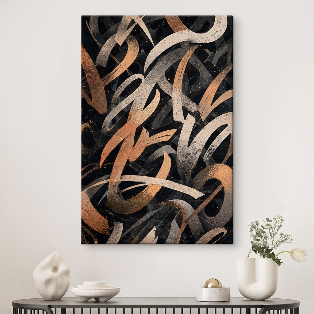 Black and orange brush strokes