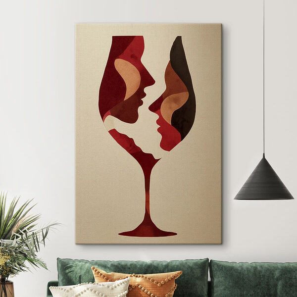 Wine glass with faces in it