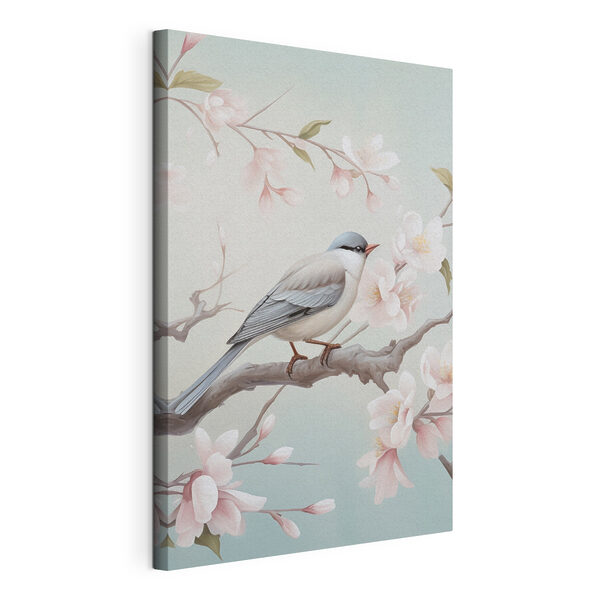 Wandbilder Wandbilder Vogel auf einem Ast mit Blumen (Artikelnummer: s49550)