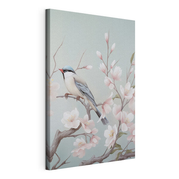 Wandbilder Wandbilder Vogel auf einem Ast mit Blumen (Artikelnummer: s49551)