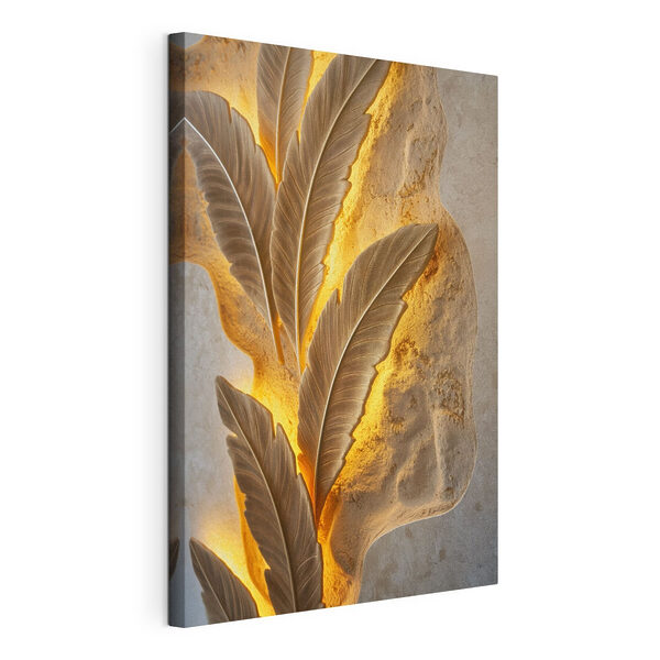Wandbilder Wandbilder - Elegantes Blattmotiv auf einer strukturierten Wand (Artikelnummer: s49682)