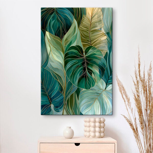 Vibrant green leaf patterns intertwined