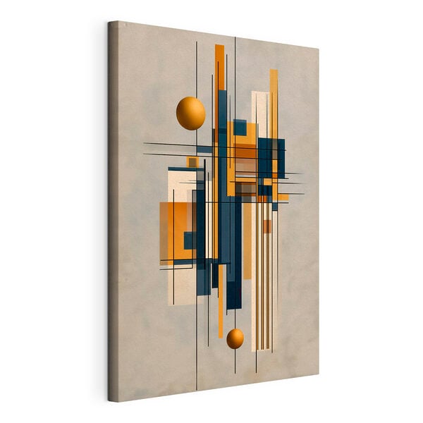 Art piece of art with a ball and squares
