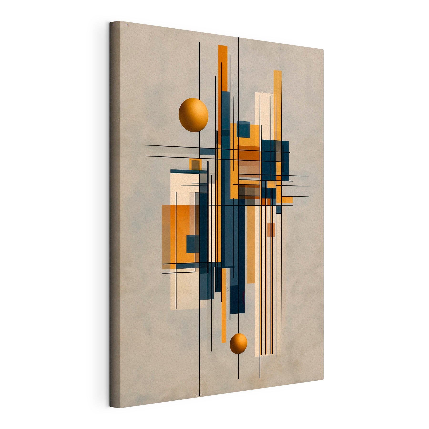 Art piece of art with a ball and squares