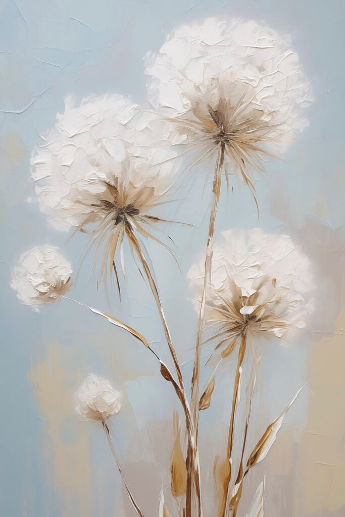Painting of flowers on a blue background