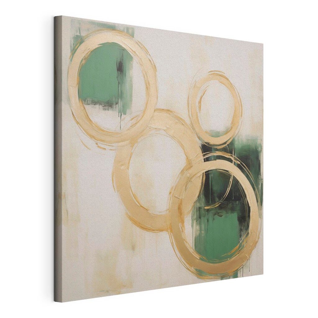 Painting of circles and green paint