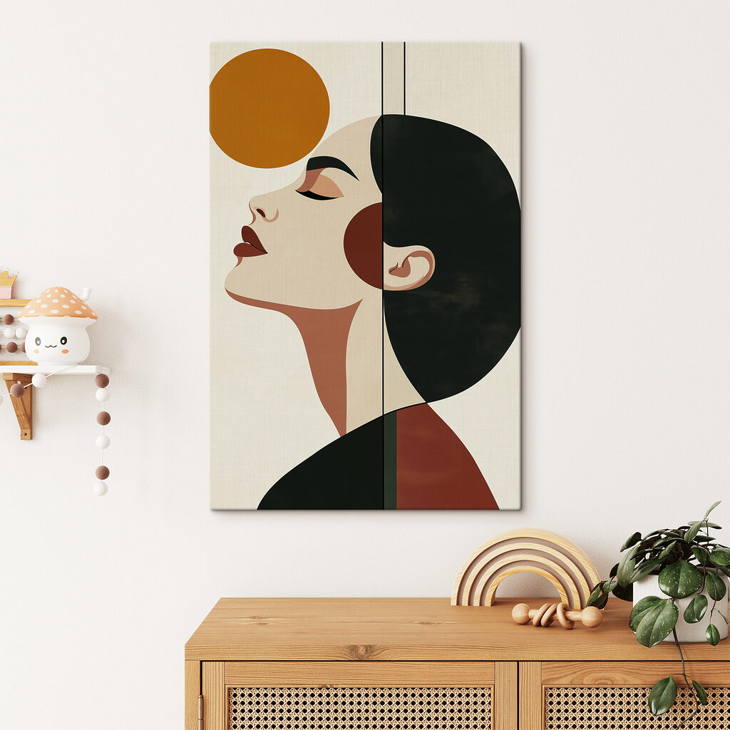 Woman's face with a yellow circle