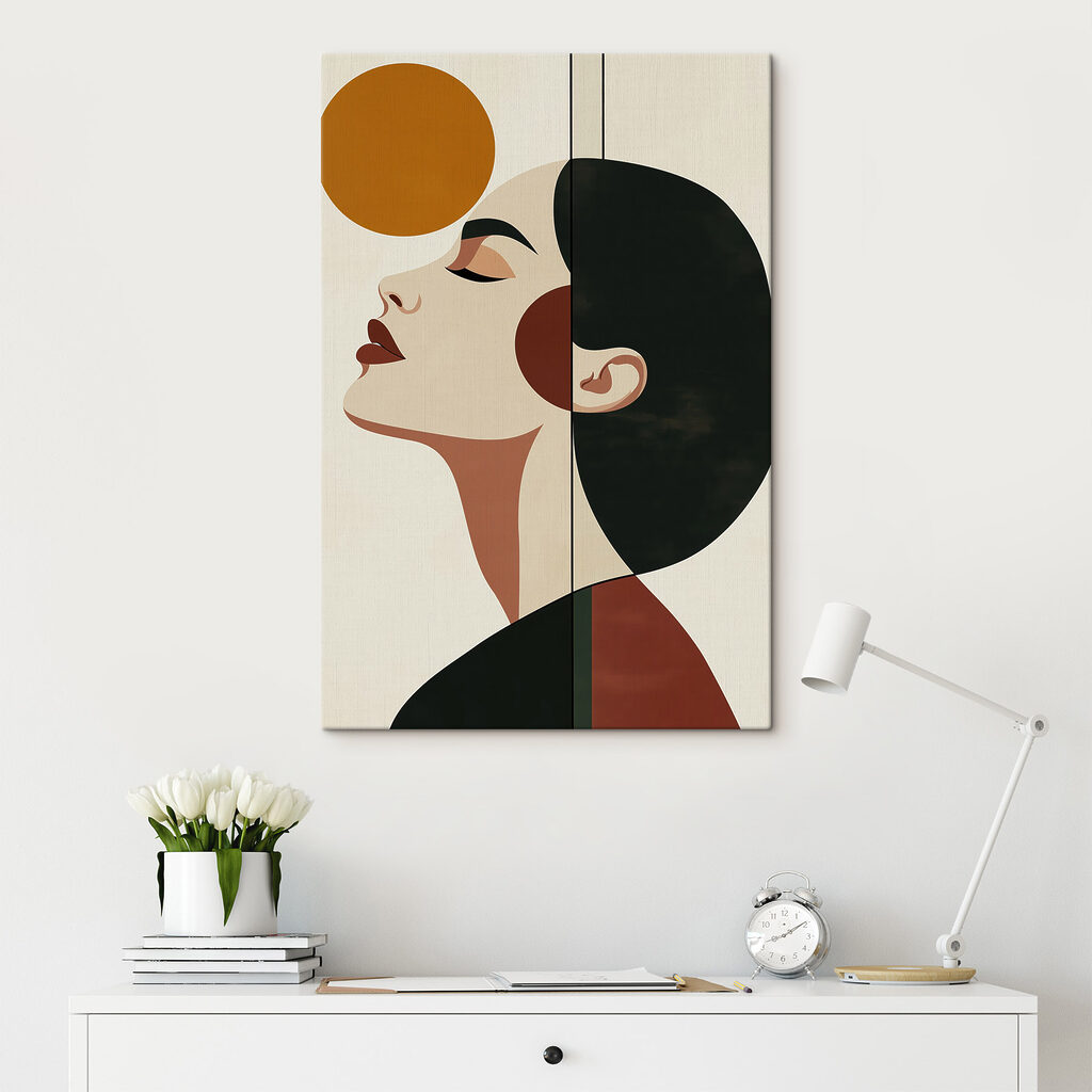 Woman's face with a yellow circle
