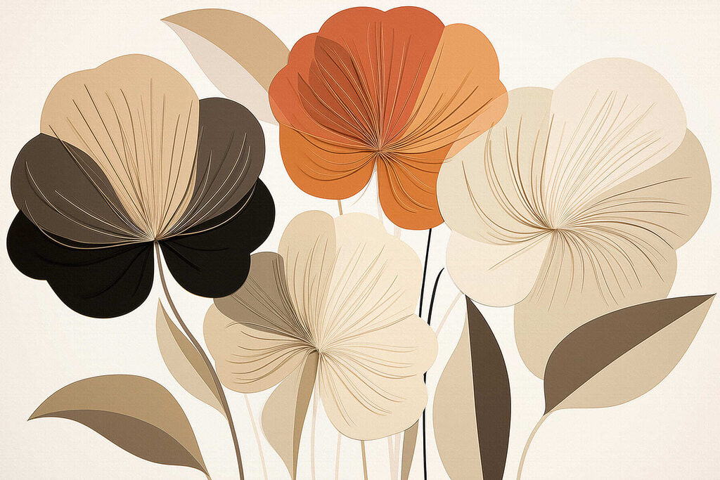 Group of flowers with leaves