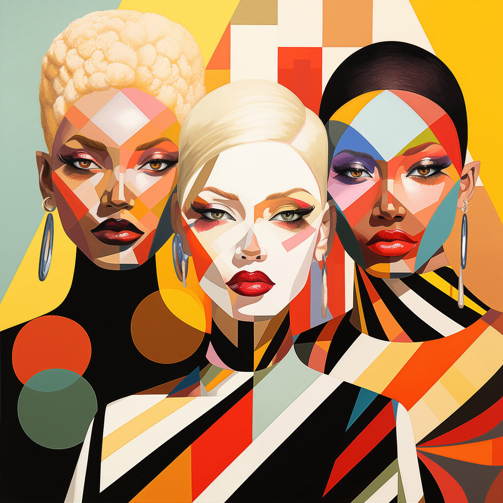 Group of women with different colored faces