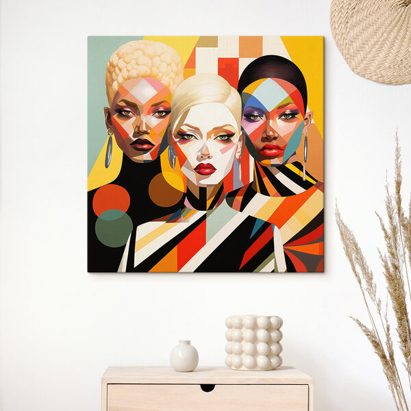 Group of women with different colored faces