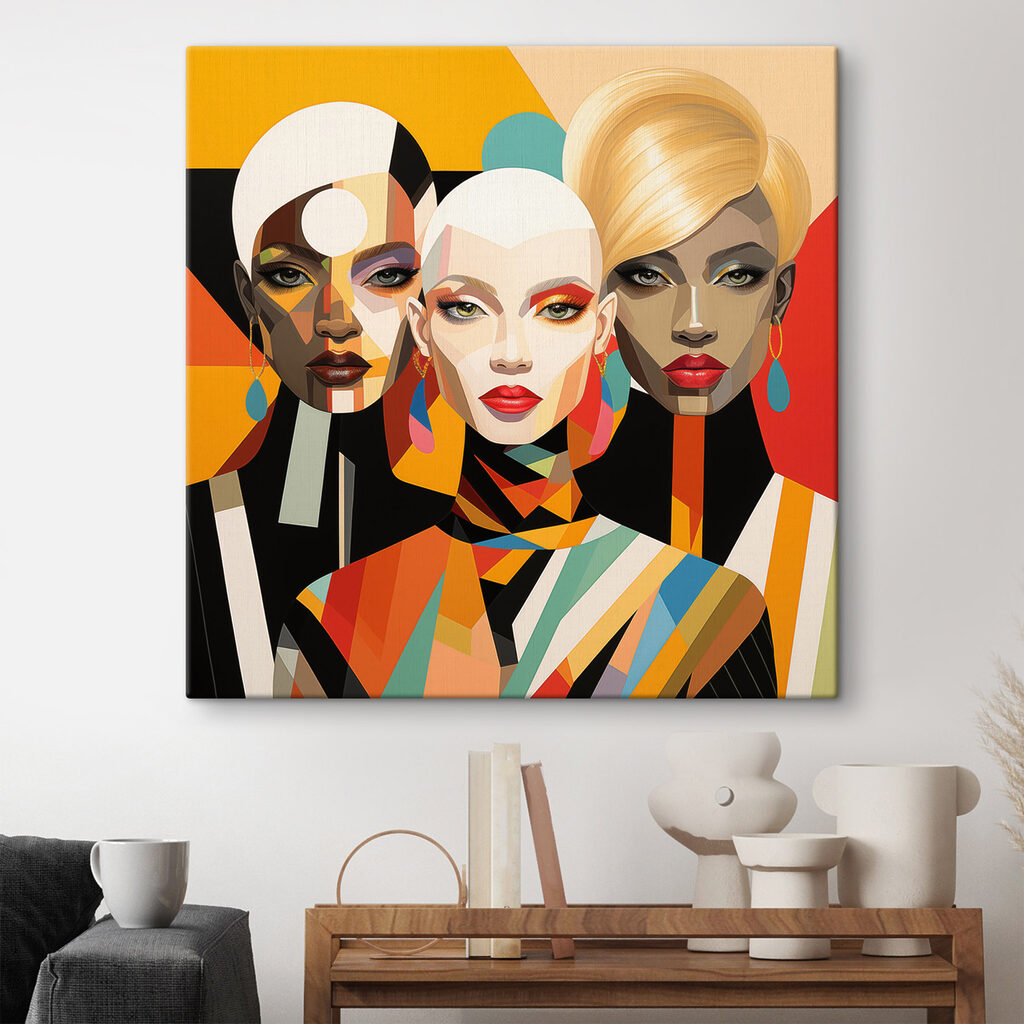 Group of women with different colored faces