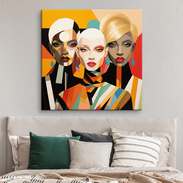 Group of women with different colored faces