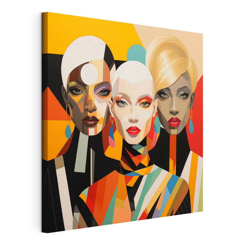 Group of women with different colored faces