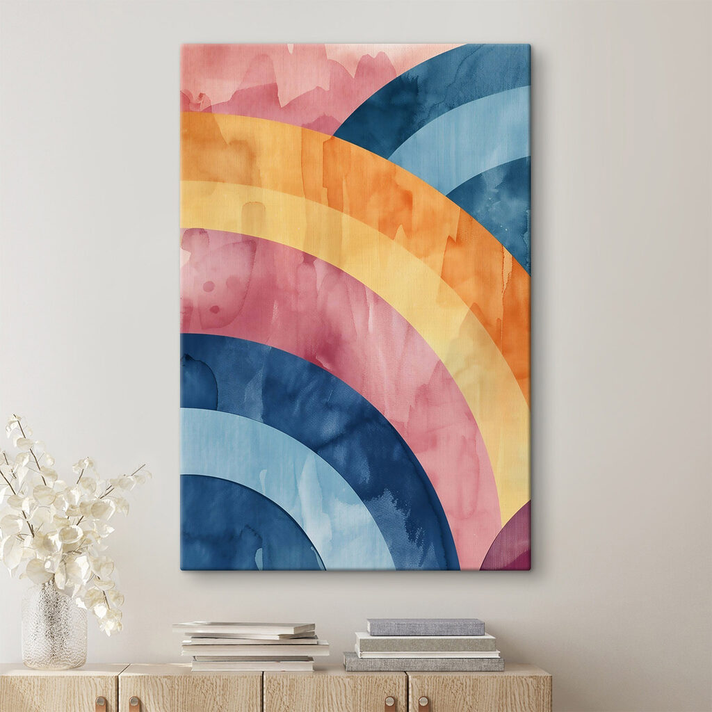 Colorful rainbows on a surface