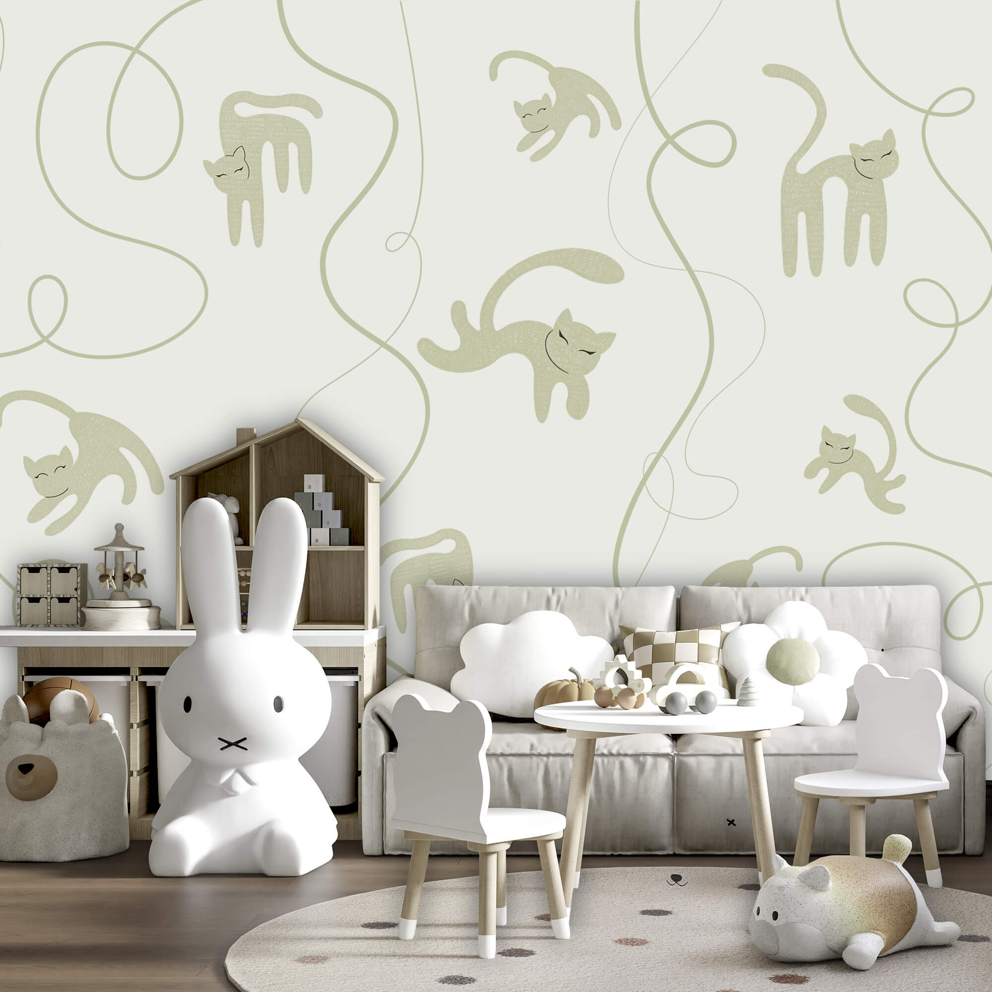 Motiv mit Katzen und Ranken